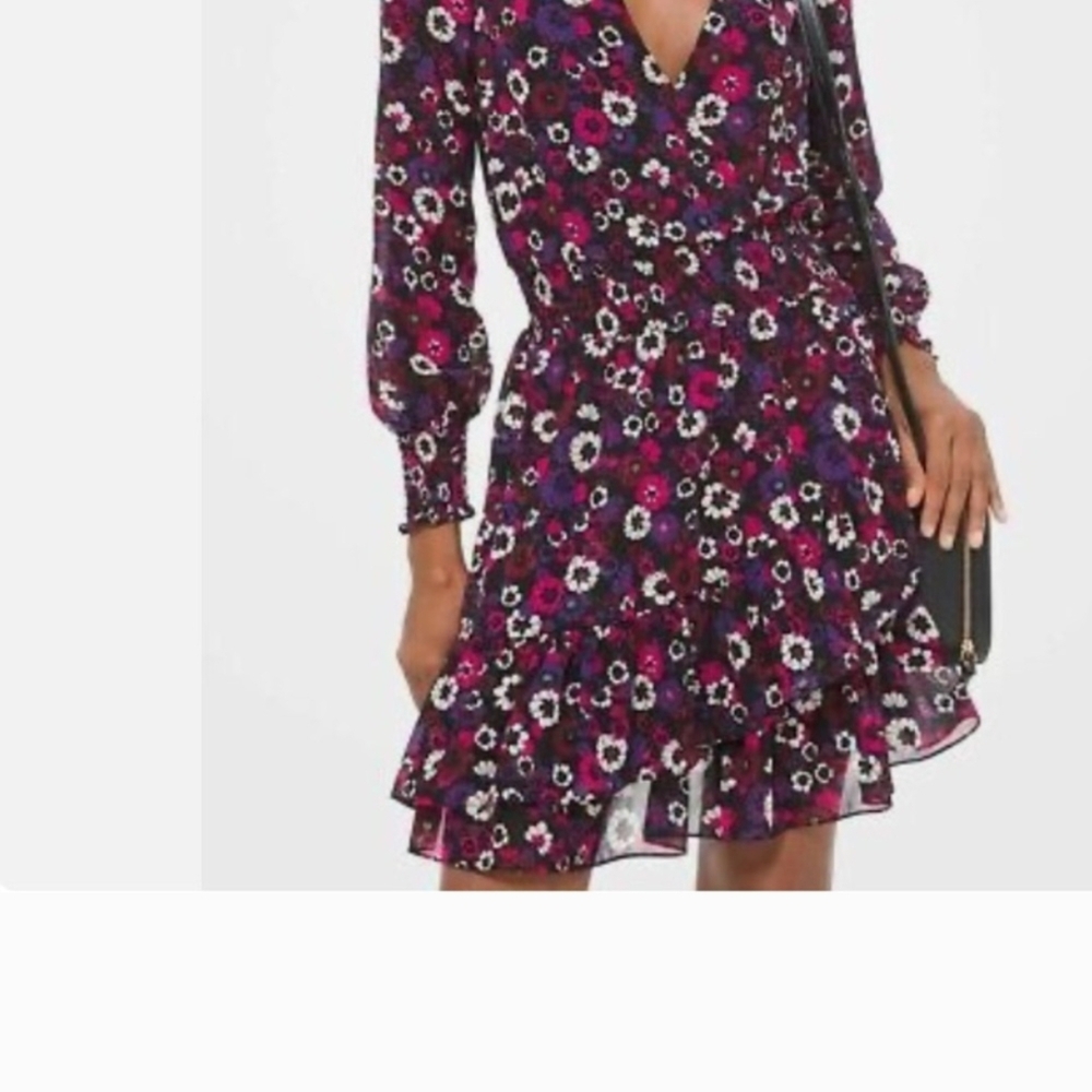 Michael Kors Purple Floral Long Sleeve Dress